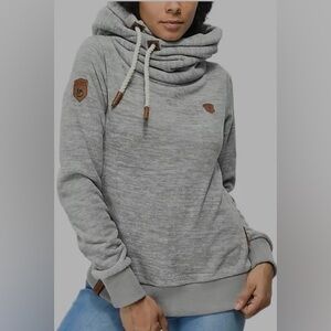 Naketano Signature Gray Cowl Neck Hooded Sweatshirt